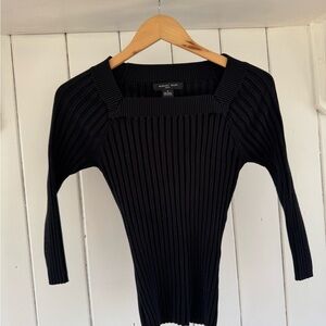Black Ribbed Women's Knit Sweater
